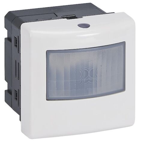Détecteur de mouvement 3 fils avec neutre – Infrarouge – 500W – Pose en saillie ou encastrée – Environnement mur – Legrand Mosaic