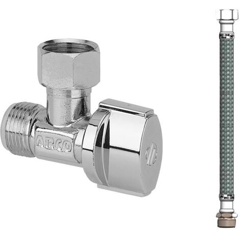 kit robinetterie wc - equerre 1/4 tour - 12 x 17 - flexible 20 cm + 3 joints - arco fv0011