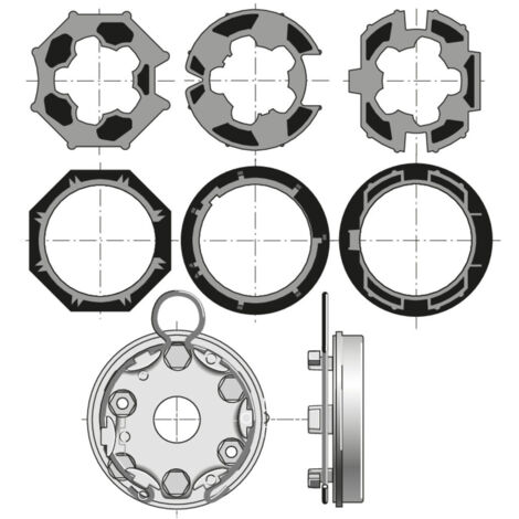 Kit accessoires traditionnel tunnel 9013087 – Roue + couronne pour tube ZF64 – Support universel – Intégration moteur sans ouvrir le coffre (1/2)