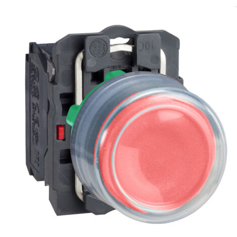 bouton poussoir - capuchonné - 1 nf - rouge - complet - schneider xb5ap42 (1/4)