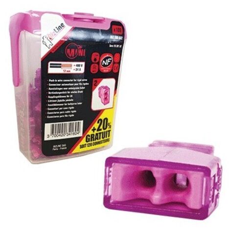 bornes de connexion automatique 2 entrées christal mini violet (1/2)