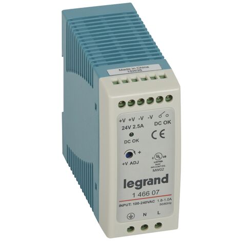 alimentation stabilisé - découpage - 100/240v - 24vdc - 60w - legrand 146607