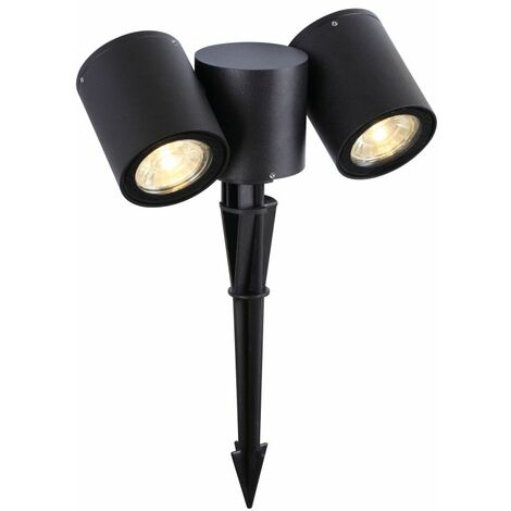 projecteur extérieur sur piquet - aric topaze - gu10 - avec 2 lampes led 6w - 3000k - aric 50915