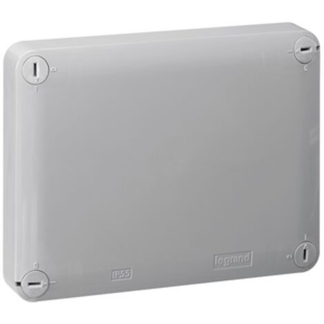 Boîte de dérivation rectangulaire pour presse-étoupe Plexo dimensions 155x110x74mm RAL7037 et RAL3000 LEGRAND 092041 (1/2)