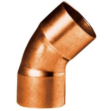 coude 45 degrès à souder en cuivre - petit rayon - femelle / femelle - diamètre 14 mm - sachet de 2 (1/2)