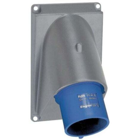 Fiche électrique inclinée 32A 2P+T IP44 bleu – Pour espaces humides – Plastique durable – Legrand Hypra 052872 (1/3)