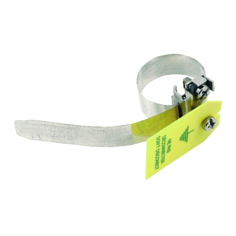 Collier de mise à la terre 400 mm – Compatible acier galvanisé, cuivre, inox – Boîte de 6 unités – Étrier laiton nickelé – Bizline