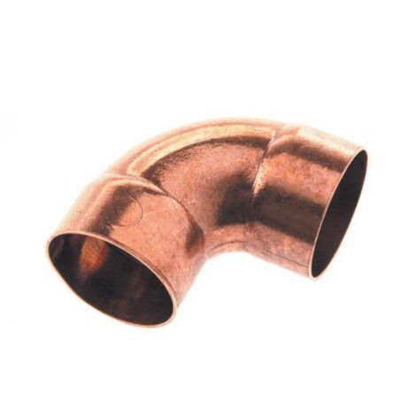 coude 90 degrès à souder en cuivre - petit rayon - femelle / femelle - diamètre 28 mm - sachet de 2 (1/2)