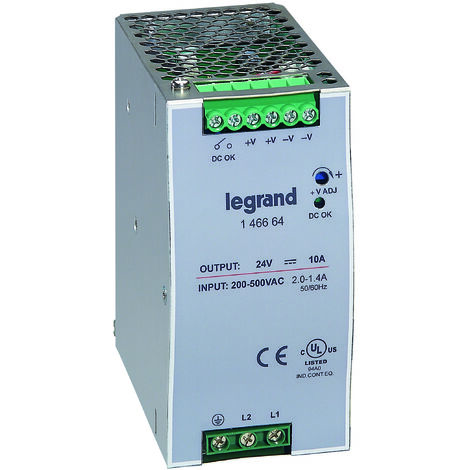 alimentation stabilisé - découpage - 200/500vac - 24vdc - 120w - 5a - legrand 146663