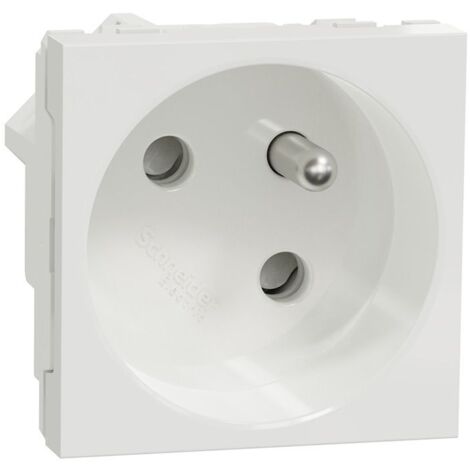 prise de courant - goulotte - 2p+t - 45d - bornes auto - blanc - schneider electric nu304918t (1/3)