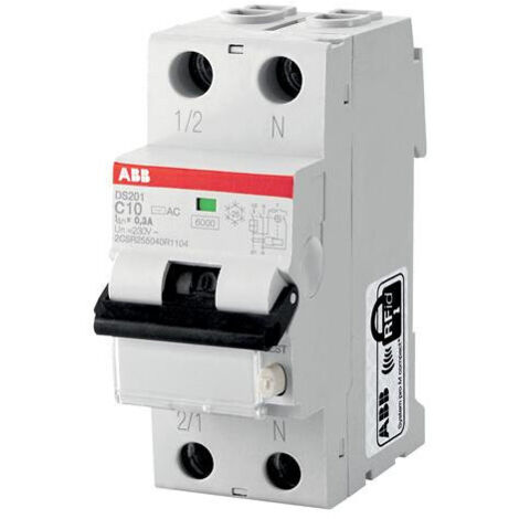 disjonteur différentiel - abb ds201 - phase neutre - 20a - courbe c - 6ka - 30 ma - type ac - abb 2csr255041r1204