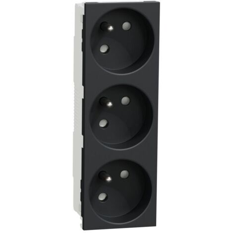 prise de courant - 3 x 2p+t - 45d - borne auto - anthracite - schneider electric nu307954 (1/3)