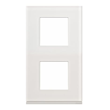 plaque - 2 postes - verticale - 71 mm - moon glass - hager gallery wxp4042