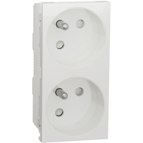 prise de courant - goulotte - 2 x 2p+t - 45d - bornes auto - blanc - schneider electric nu306918t (1/8)