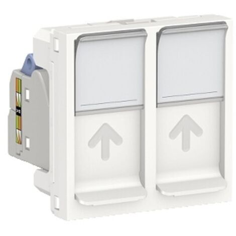 prise rj45 - 2 modules - cat6 - stp - blanc - schneider electric nu342618