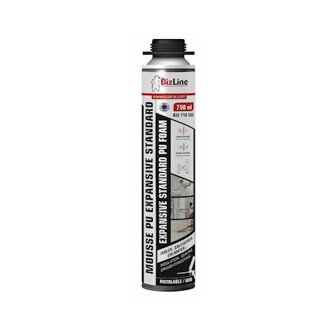mousse pu - expansive - standard - pistolable - jaune - 750 ml - bizline 710588