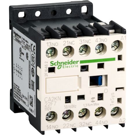 contacteur auxiliaire k - tesys - 10a - 2f+2o - 110v ac - schneider electric ca2kn22f7 (1/4)