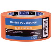 adhésif - pvc orange - 33 mètres x 50 mm - novipro 171742 - lot de 3