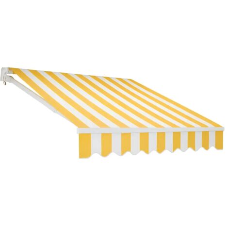 Tenda da Sole Avvolgibile 395x250 cm Bracci Retrattili Bianco Giallo (1/3)