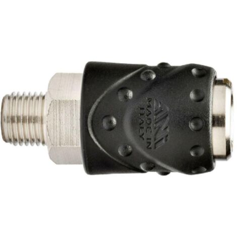 Ani 17B rubinetto rapido a sfere per aria compressa attacco Maschio 3/8" con cappellotto nero antiurto in nylon (1/4)