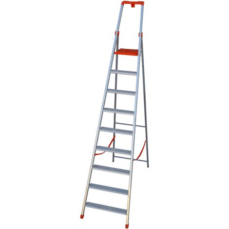 Scala in alluminio a forbice professionale - Facal Piu Su - Varianti: 9 gradini