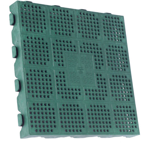 Pavimento P40 piastrella verde in polipropilene cm 39x39x4,5 per uso esterno e interno giardino campeggi con incastri per giunzione