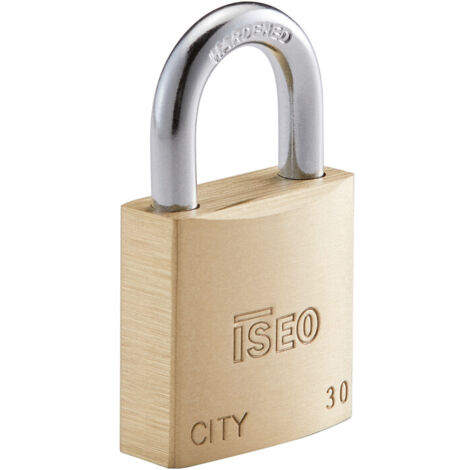Iseo City lucchetto rettangolare 30 mm in ottone con arco in acciaio 2 chiavi