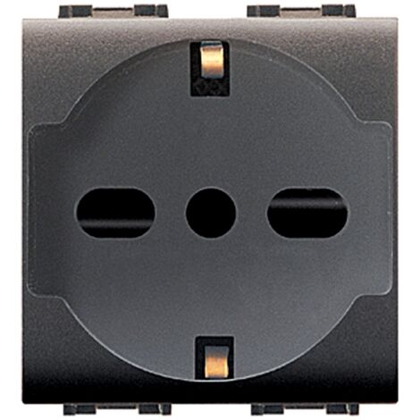 LIFE ART. 4050 PRESA BIPASSO/SCHUKO NERO. Prezzo per 1 pezzo. (1/2)