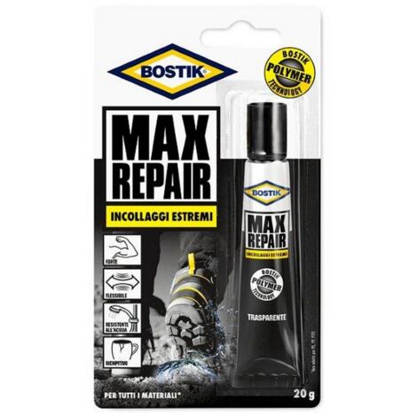 Bostik 20 gr colla Max Repair silicone adesivo trasparente senza solventi