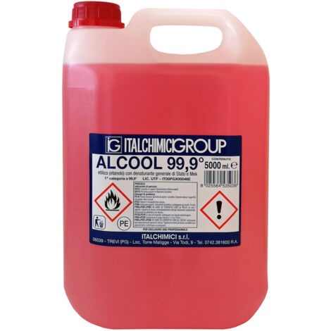 ALCOOL DENATURATO 99,9 CERTIF. LT.5(ITALCHIMICI). Prezzo per 1 pezzo.