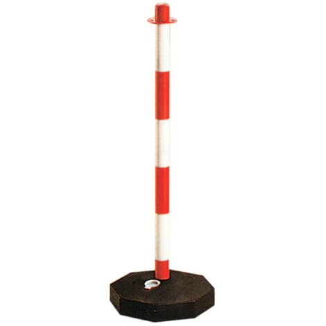 Colonna biancorossa per catena plastica h.cm.90 paletto segnaletica con base