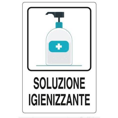 10PZ TARGA ADESIVA 20X30 SOLUZIONE IGIENIZZANTE
