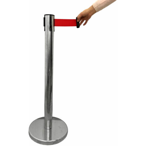 2 paletto di delimitazione inox base d 32cm h 89cm con nastro da 2 metri