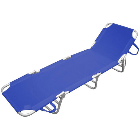 Lettino Playa tubolari in alluminio e tessuto in textilene blu sdraio da spiaggia piscina esterno (1/3)