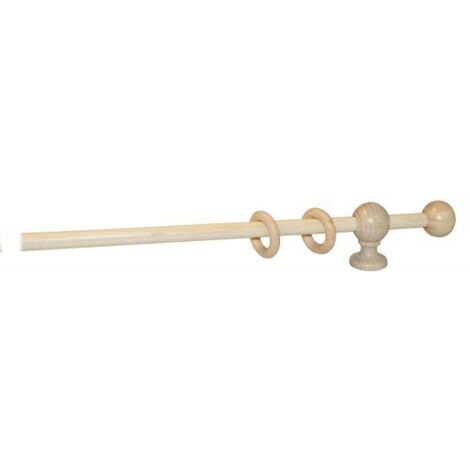 Bastone tenda a strappo legno naturale   23 mm lunghezza 140 cm con supporti 15 cm