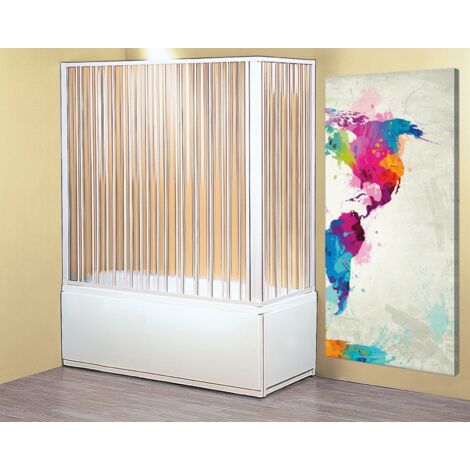 Box Doccia per Vasca 2 Lati in PVC a Soffietto Cabina Sopravasca Angolare Bagno