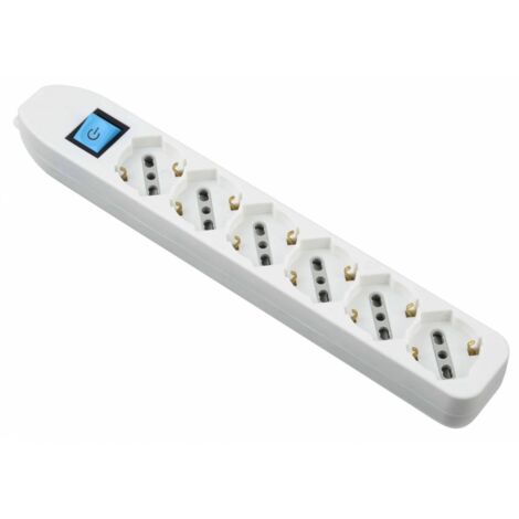 1PZ MULTIPRESA 6PRESE BIPASSO/SCHUKO+INTERRUTTORE SENZA CAVO BIANCA FIGURA 10
