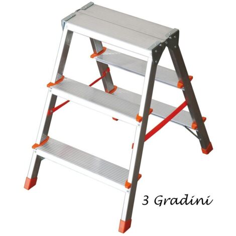 Facal Scala Doppia Alluminio Scaletta 3 Gradini Richiudibile Sgabello Domestica