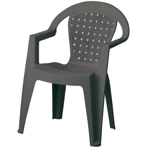 Poltrona da giardino impilabile antiscivolo in resina antiurto 56x45x80 cm colore antracite – Comfort e praticità per esterni – I Giardini Del Re (1/2)