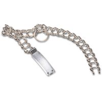 Collare Per Cani In Acciaio Nichelato - Maglia A Scaletta 50cm Con Targhetta Incidibile - Foto 9