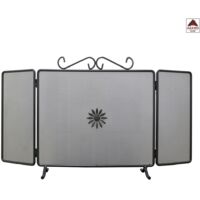 Parascintille Antico in acciaio verniciato a 3 ante cm 92x42 H per camino caminetto stufa