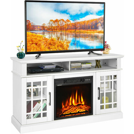 121 cm Fireplace TV Stand W/ Electric Fireplace Insert Fireplace Remote Control