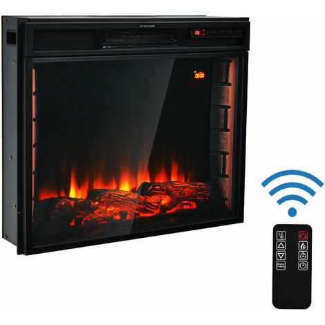 Recessed Electric Fireplace Adjustable 1000W/2000W Fireplace Heater Dual Control