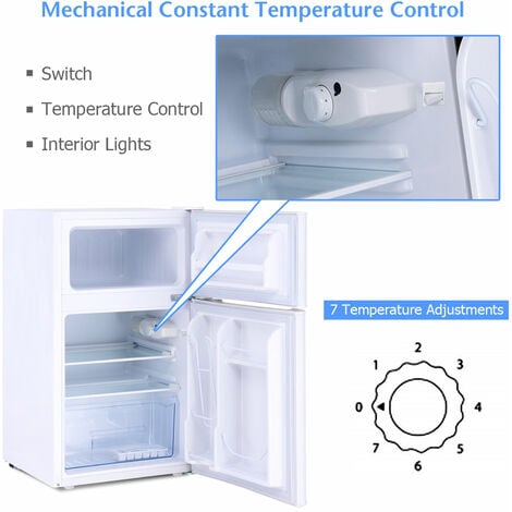 90L Compact Refrigerator Double Door Cooler Fridge Freestanding Freezer ...