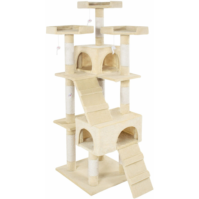 Rascador para gatos Barney - árbol rascador para gatos, parque de juegos para gatos con columnas de sisal, juguete para gatos con casetas