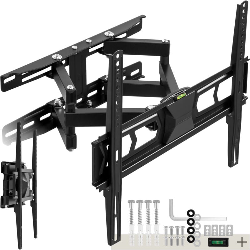 Soporte de pared para monitores de 32-55″ (82-138cm) inclinable y orientable con nivel de burbuja - soporte para pantalla VESA, base para monitor plano de televisión de acero, soporte para monitores d