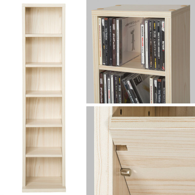 para CD/DVD estantes con forma de cubo Estantería para almacenamiento con estantes en ángulo estantería de pared de madera 101 x 60,5 x 30 cm 