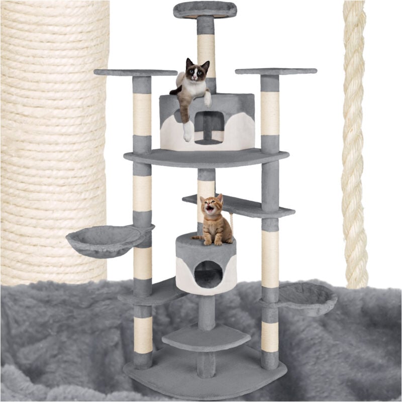 Rascador para gatos Nelly - árbol rascador para gatos, parque de juegos para gatos con columnas de sisal, juguete para gatos con casetas