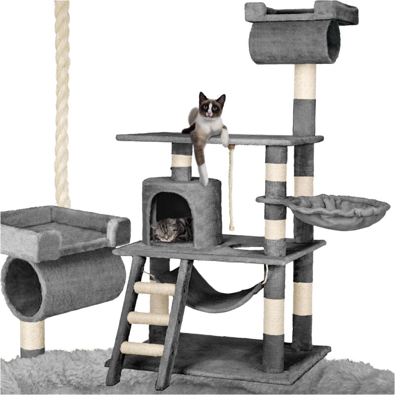 Rascador para gatos Stokeley - árbol rascador para gatos, parque de juegos para gatos con columnas de sisal, juguete para gatos con casetas