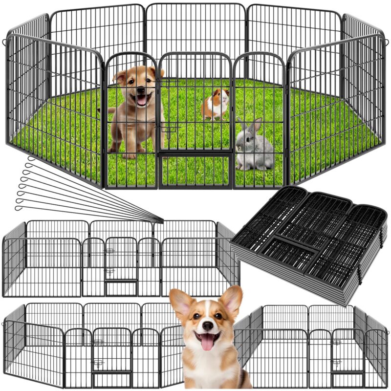 Parque para perros, cachorros y conejos GARDEO80x60x8, 8 paneles de  80X60cm, 2,56M2, modular, para interior